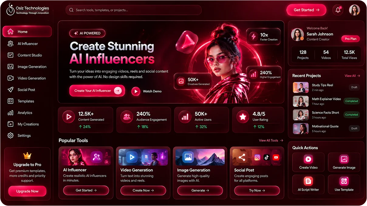 AI Influencer Platform portfolio